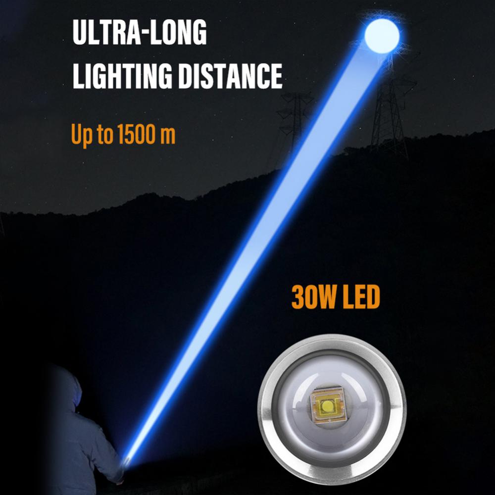 Led Flashlight Fixed Focus Fishing Searching 30W Led Rechargeable Super Bright For 1500 Meters Camping Lantern Torch Wholesale Led flashlight fixed focus fishing searching 30w led rechargeable super bright for 1500 meters camping lantern torch wholesale