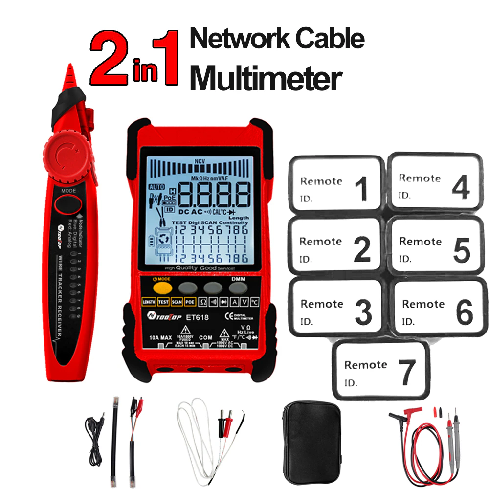 Multimeter et616/et618 network cable tester analogs digital search poe test cable pairing length wiremap tester measure tracker