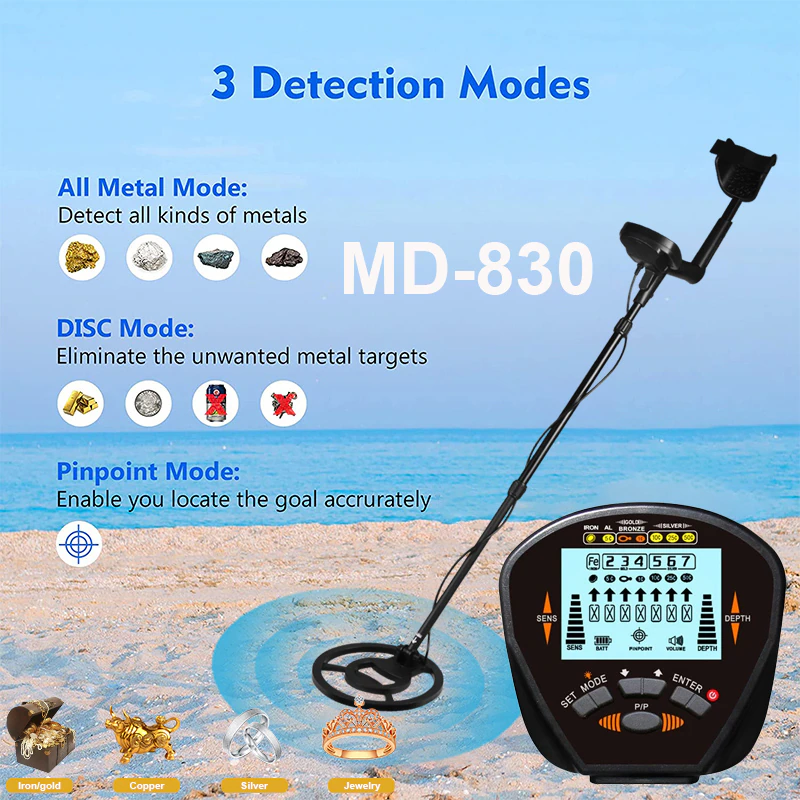 New md830 metal detector underground depth 2. 5m scanner search high precision gold detector treasure hunter detecting pinpointer