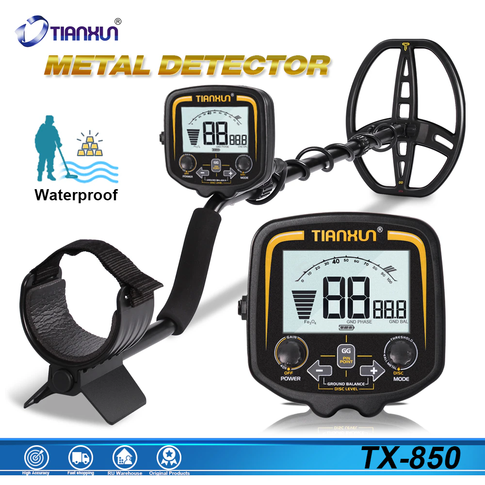 Tx-850 professional metal detector underground depth 2. 5m search finder gold detector treasure hunter pinpointer lcd screen