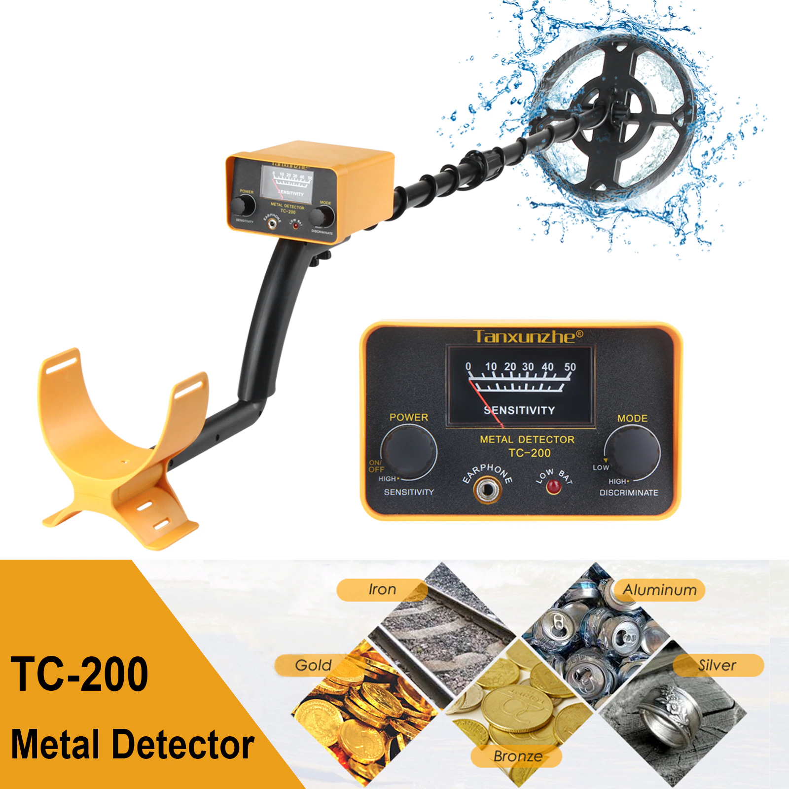 Tanxunzhe tc-200y upgrade metal detector underground wire iron metal gold detector adjustable tracker for treasure search new