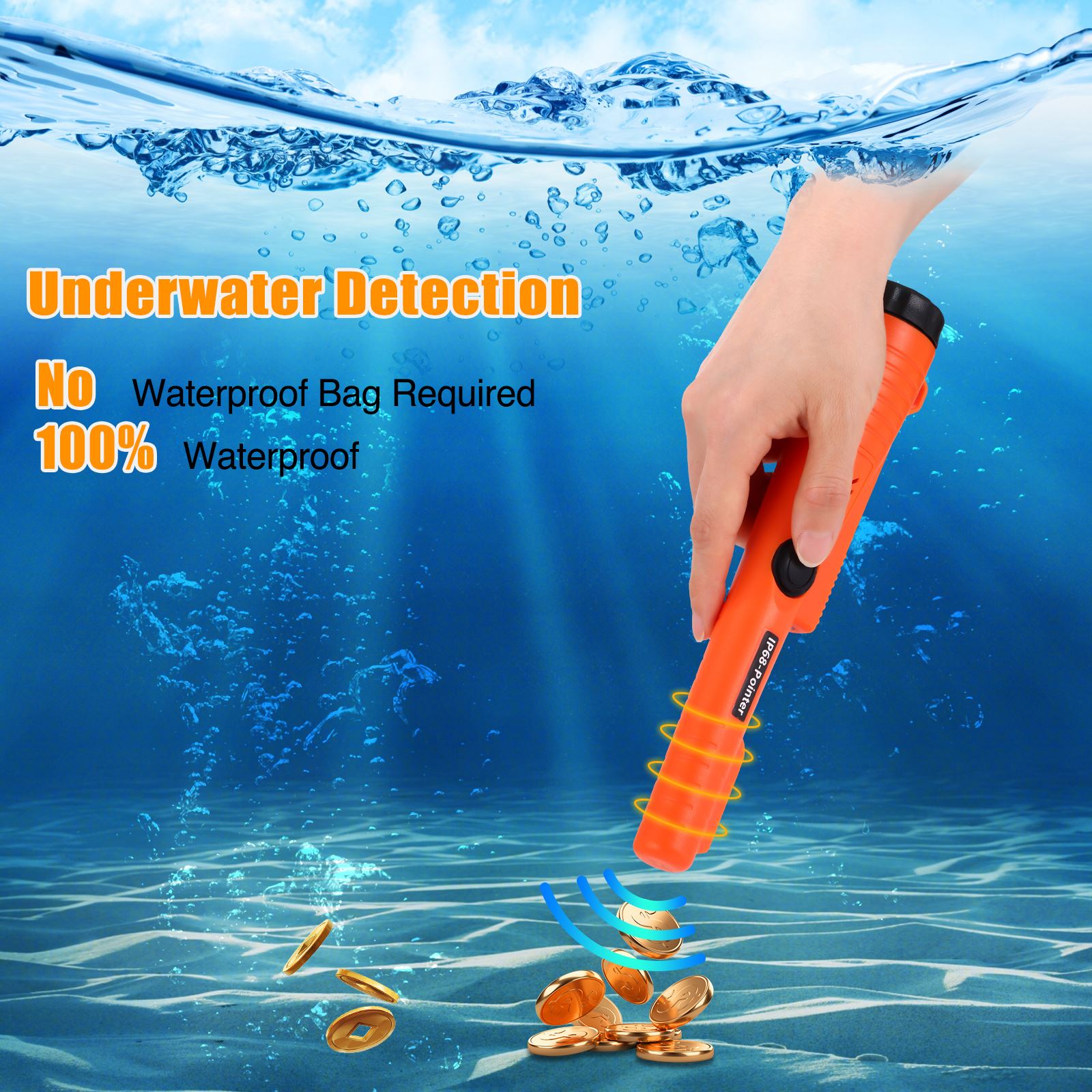 Professional metal detector waterproof underground depth search finder gold detectors handheld 360° detection garden detecting