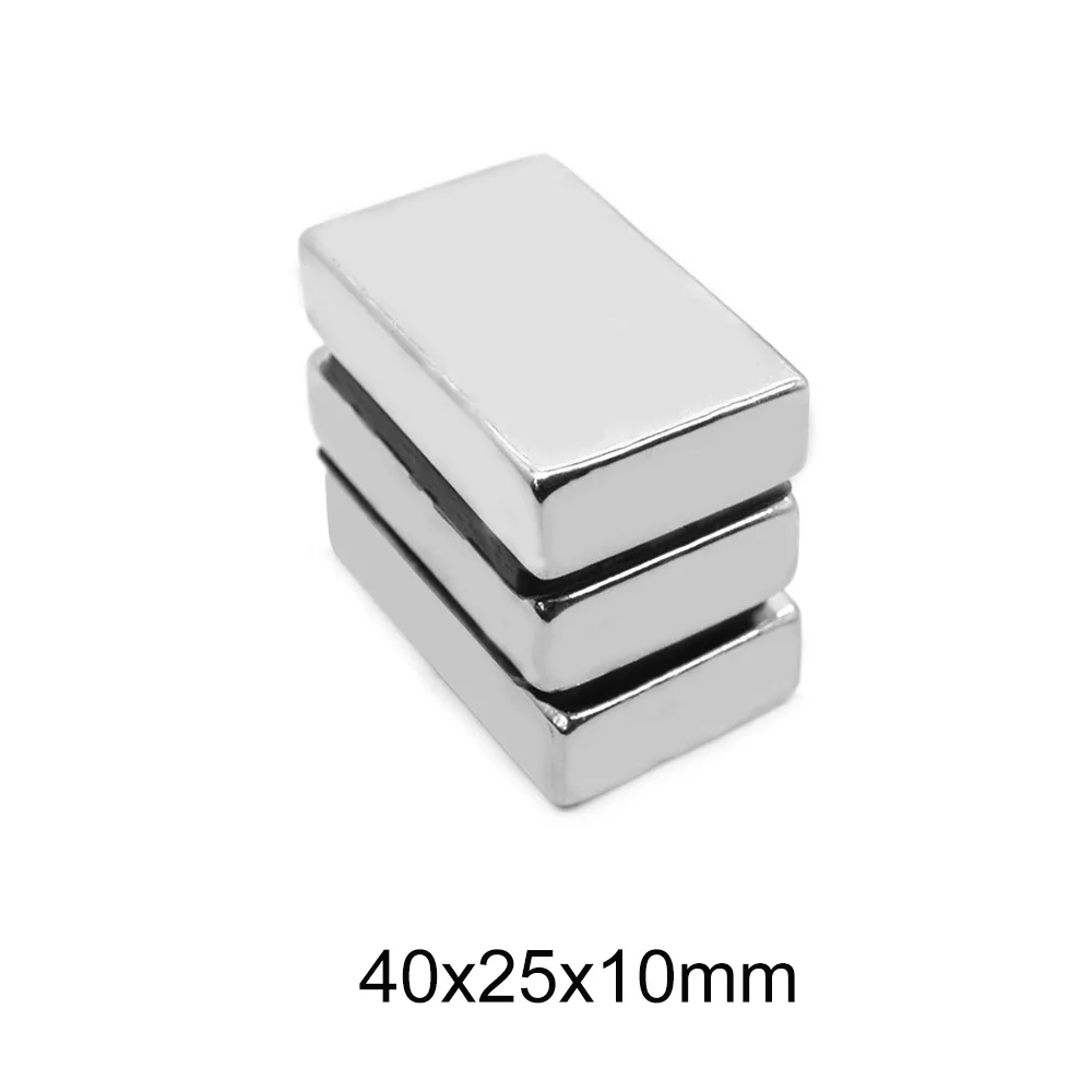 1/2/5pcs 40x25x10 strong neodymium magnet 40mm x 25mm block permanent magnet 40x25x10mm powerful search magnet sheet 40*25*10 mm