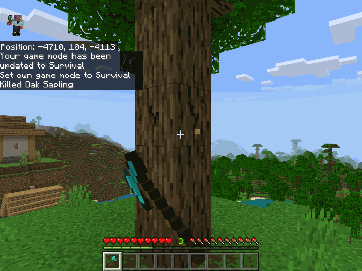 Bedrock cut tree one click