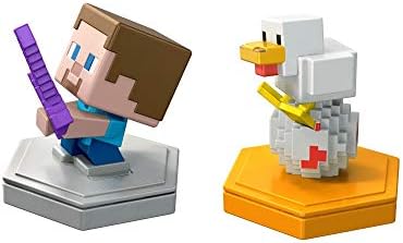 Mattel Minecraft Earth Boost Minifiguren – 2er Pack, 5 Cm, Mit NFC-Chip Für Spiel-Boost | Rosa/grau, Sammelbar