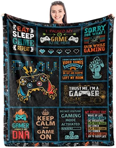 Gamer Gifts – Best Gaming Gifts for Men – Game Room Decor Gift for Boys/Men – Gifts for Gamers – Video Game Lover Gifts – Gifts for Gaming Blanket 50″ x 60″