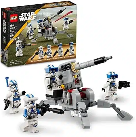 Lego star wars 501st clone troopers battle pack toy set, buildable av-7 anti vehicle cannon, with 4 clone trooper minifigures, portable travel toy, great birthday gift for kids ages 6 and up, 75345