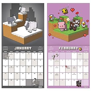 2024 Minecraft Wall Calendar 11 Minecraft calendar 2023-2024 wall calendars weekly planners gifts for men women home room decor gift