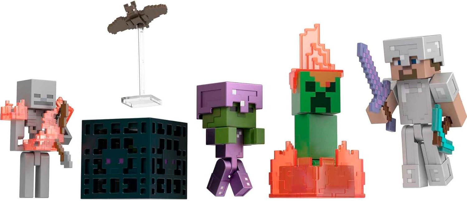 Mattel Minecraft Toys, Story Pack With 4 Action Figures And Accessories ...