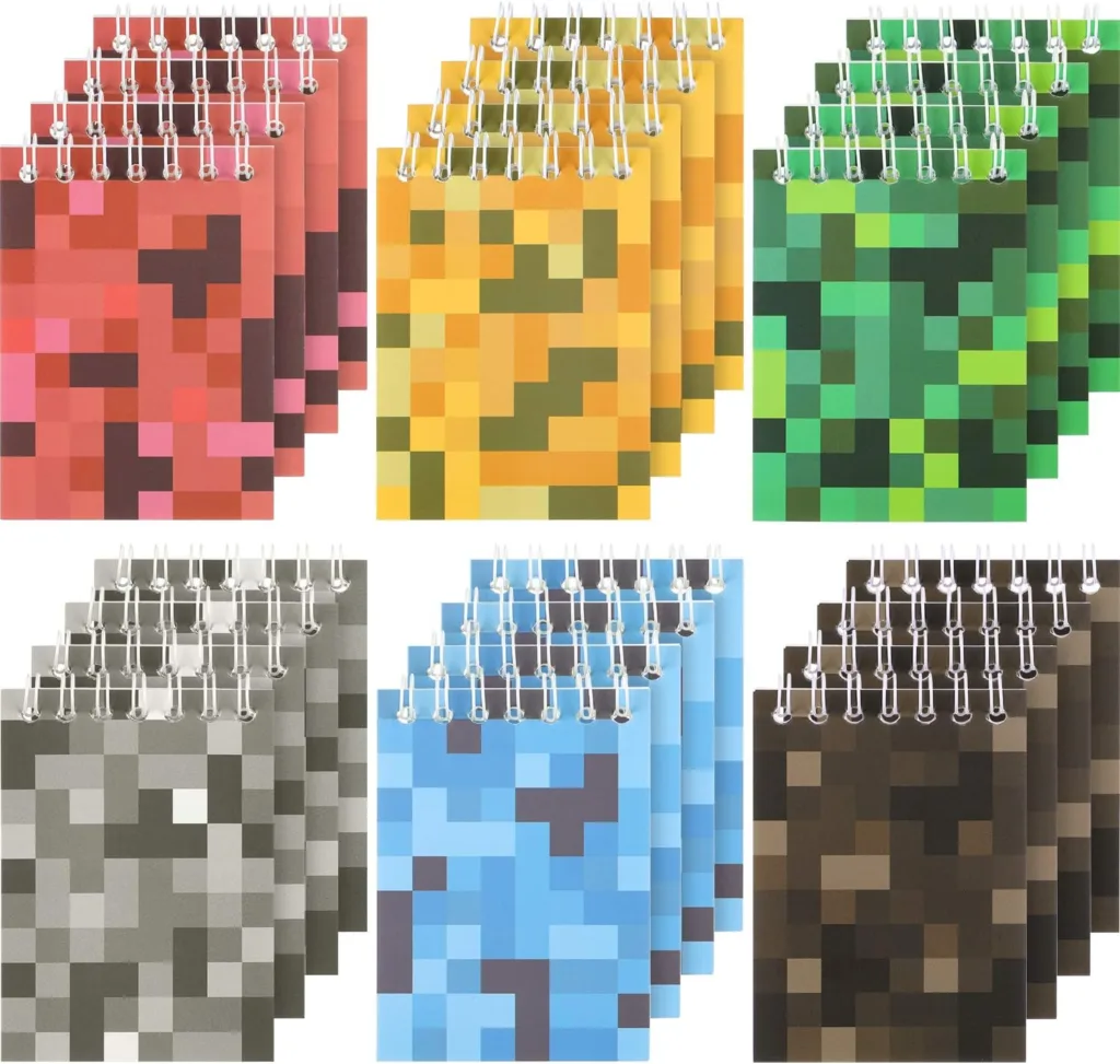 Outus 24 Pieces Mini Pixel Notepads Mini Pocket Notebook Miner Pixel ...