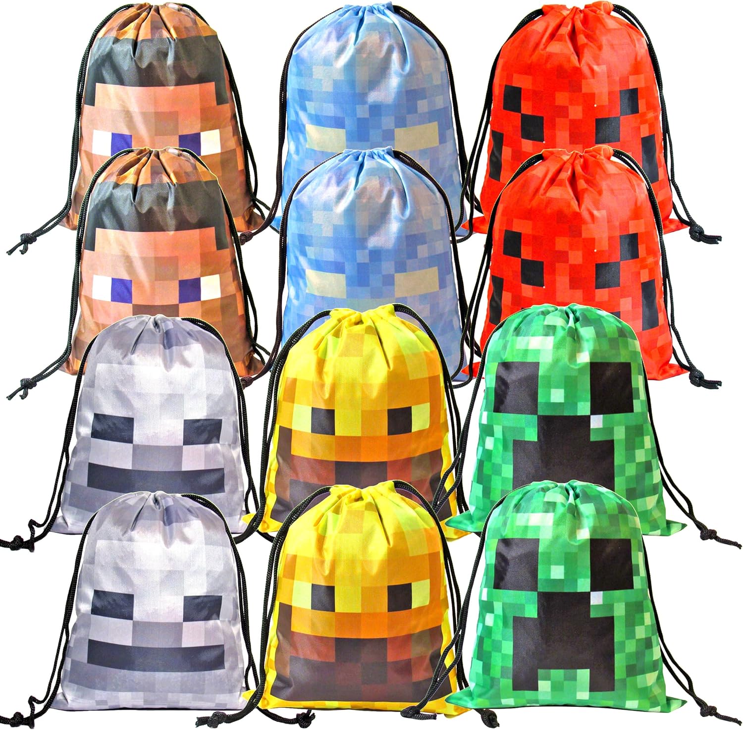 Minecraft-Theme Party Favor Bags, Pixel Birthday Decorations, Pixel ...