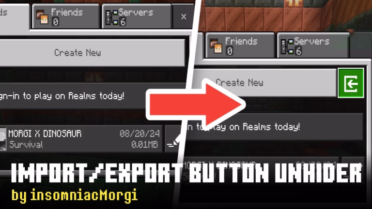 Import/export button unhider resource pack (1. 21, 1. 20) – mcpe/bedrock