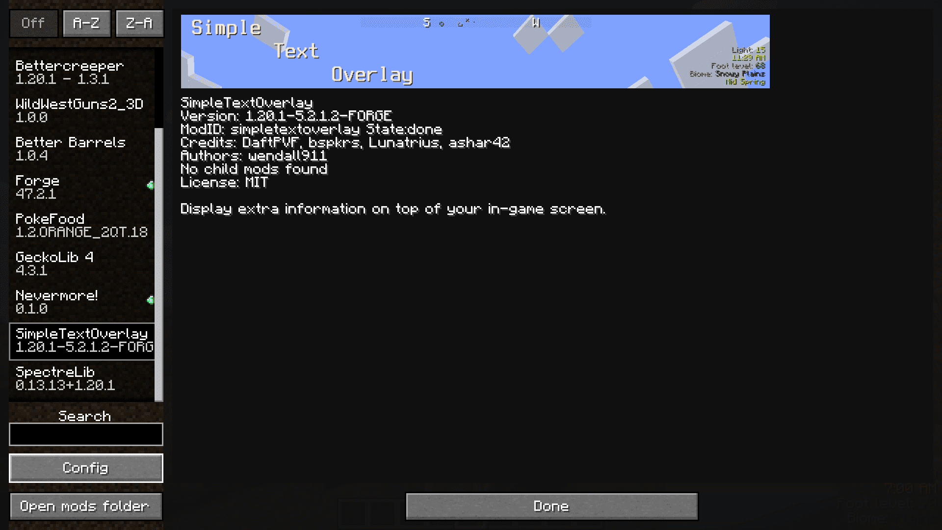 Simple Text Overlay Mod (1.21.3, 1.20.1) - Simple Information Overlay ...
