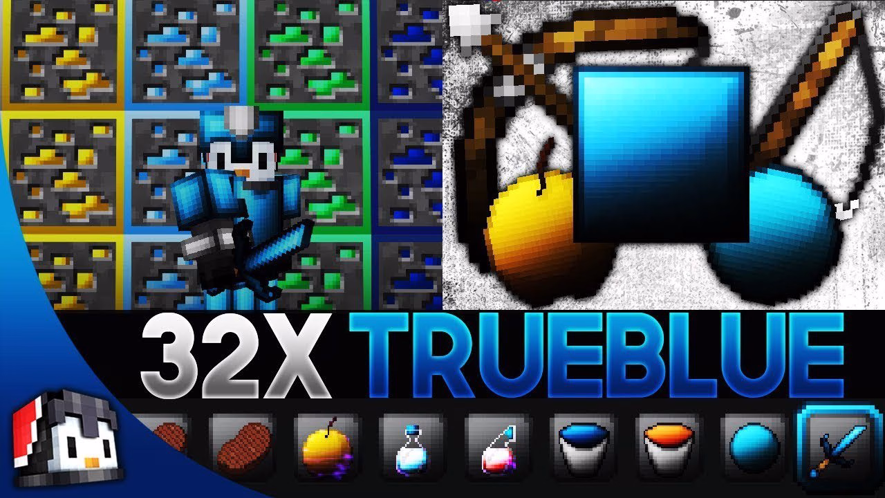 Trueblue [32x] texture pack (1. 19) – mcpe/bedrock pvp pack
