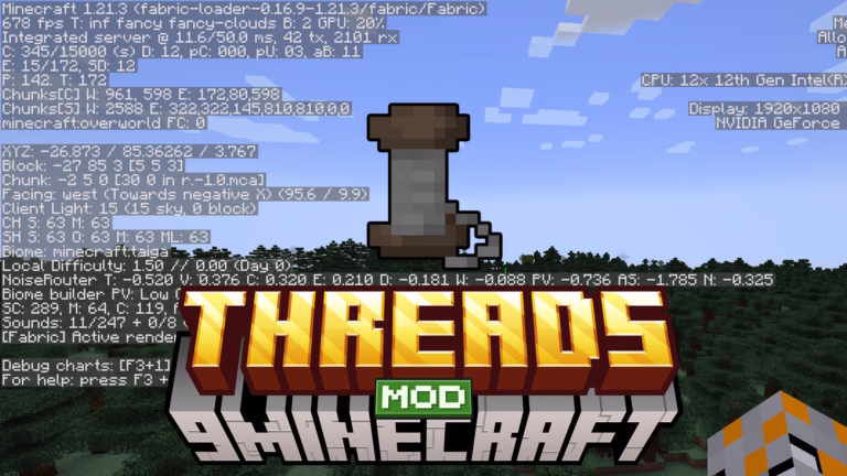 Threads mod (1. 21. 3, 1. 20. 1) – boost fps and stability