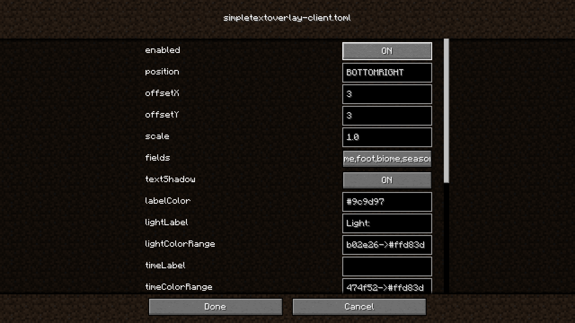 Simple Text Overlay Mod (1.21.11, 1.20.1) – Simple Information Overlay