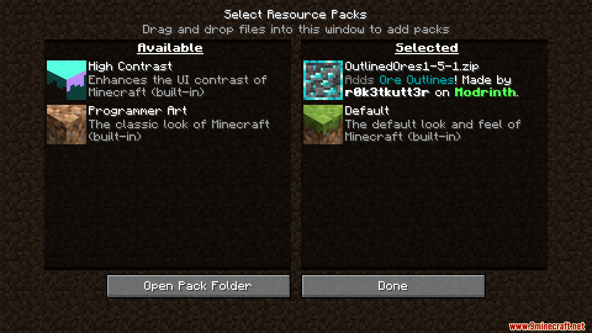 R0k3t Outlined Ores Resource Pack (1.21.11, 1.20.1) – Texture Pack