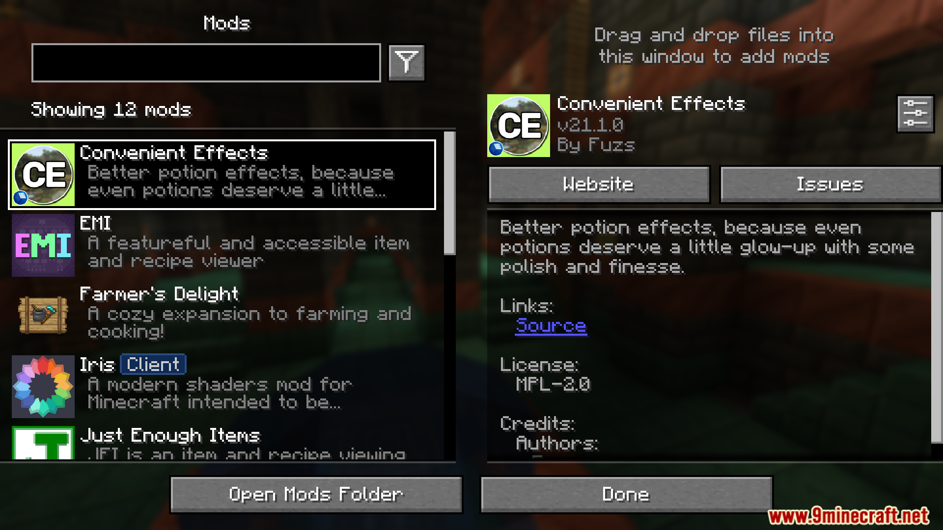 Convenient Effects Mod (1.21.11, 1.21.1) – Better Potion Effects