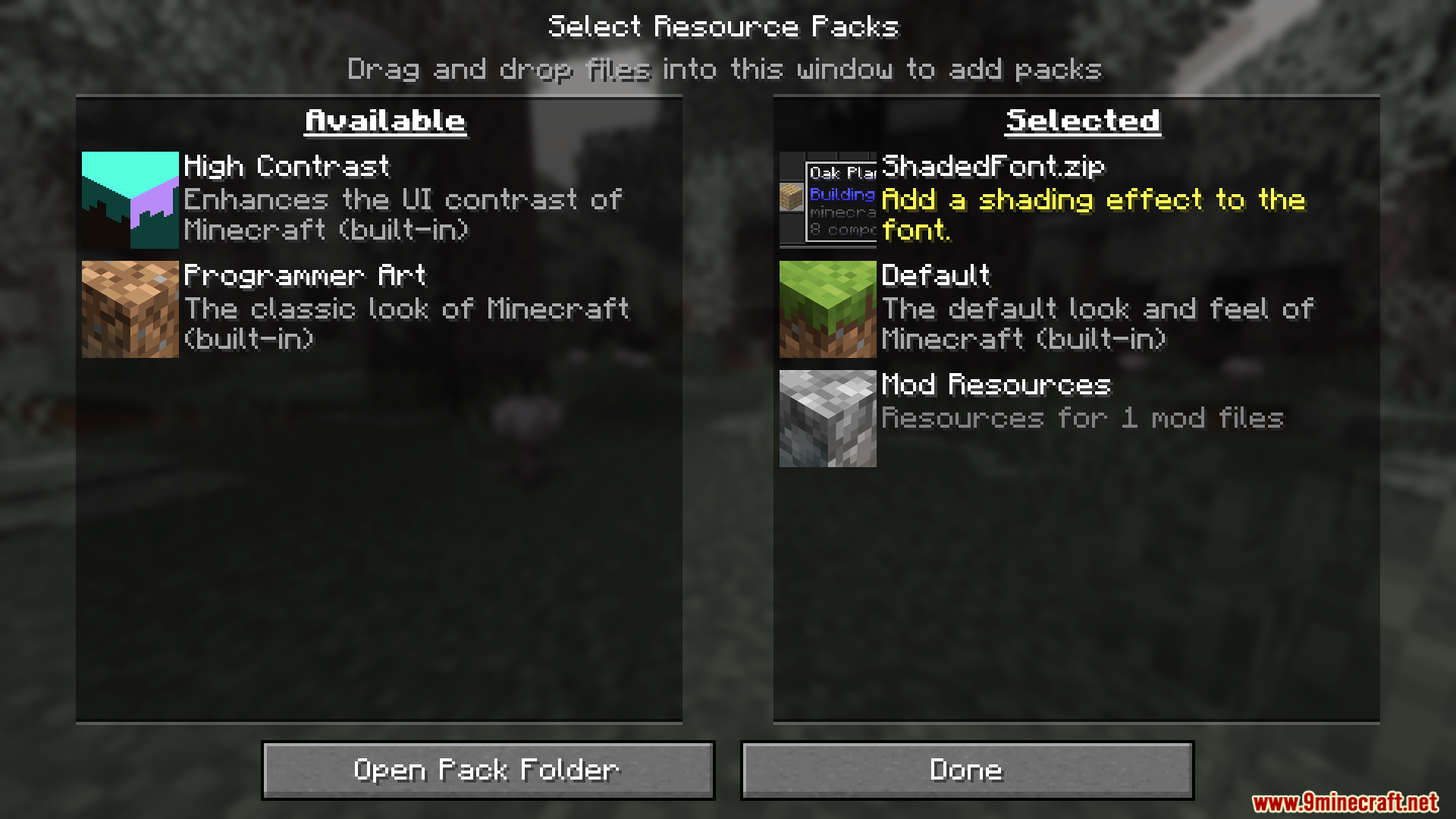 Shaded Font Resource Pack (1.21.11, 1.20.1) – Texture Pack