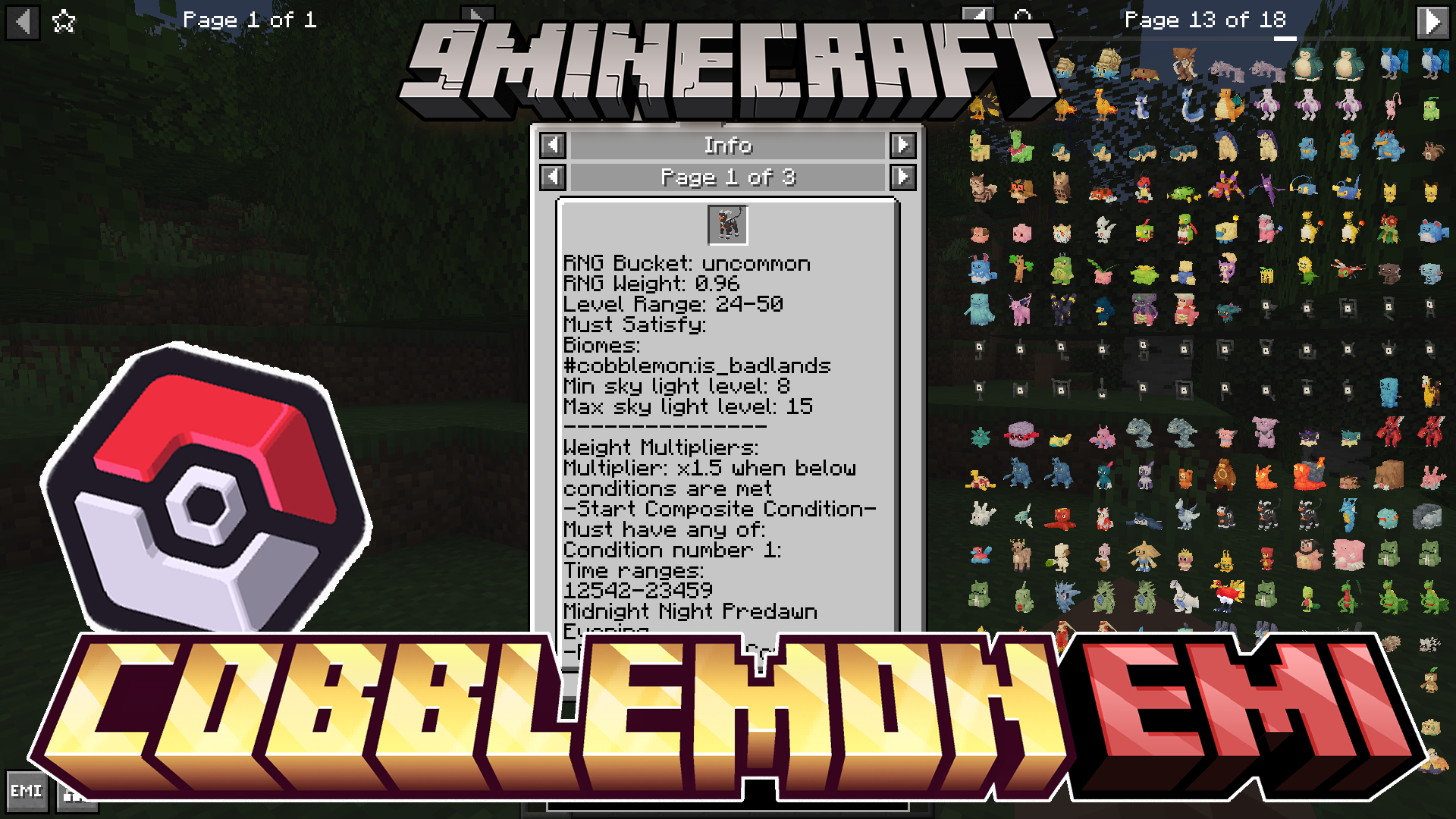 Cobblemon EMI Mod (1.21.1, 1.21) – Pokemon Spawn Info