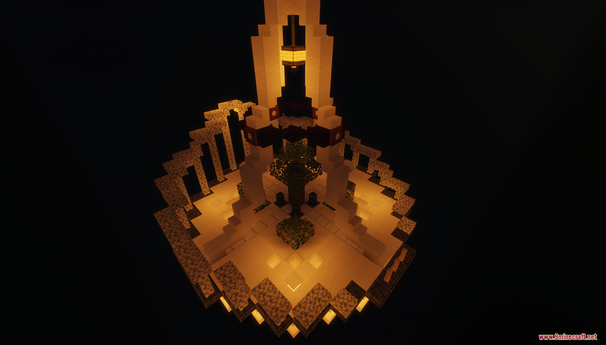 Button Quest Map (26.1.2, 1.20.1) – The Mythical Realms 8 White tower structure level in buttonquest map with central tree