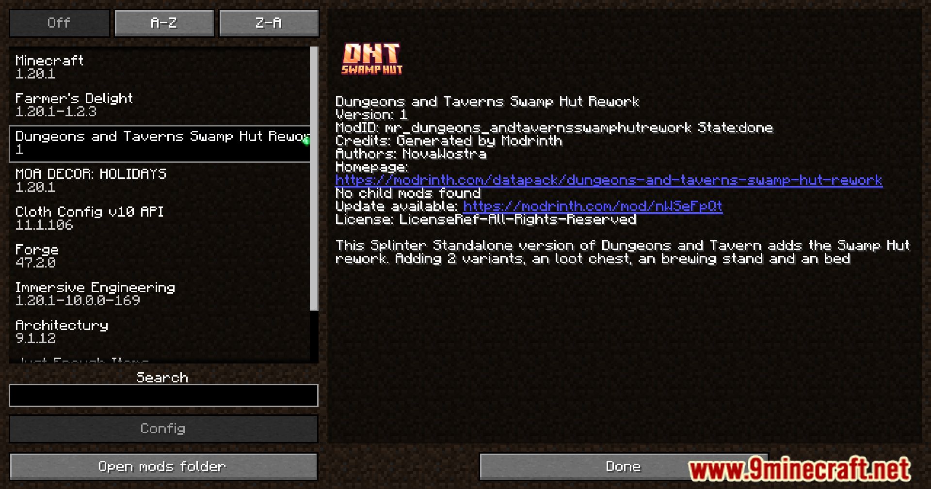 Dnt Swamp Hut Overhaul Mod (26.1.1, 1.20.1) – Revitalizing Swamps 3 Dnt swamp hut overhaul mod screenshots 1