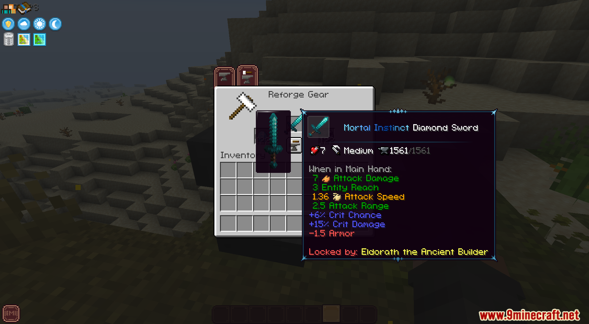 Reforging a diamond sword using the echelon linggango variant mod interface