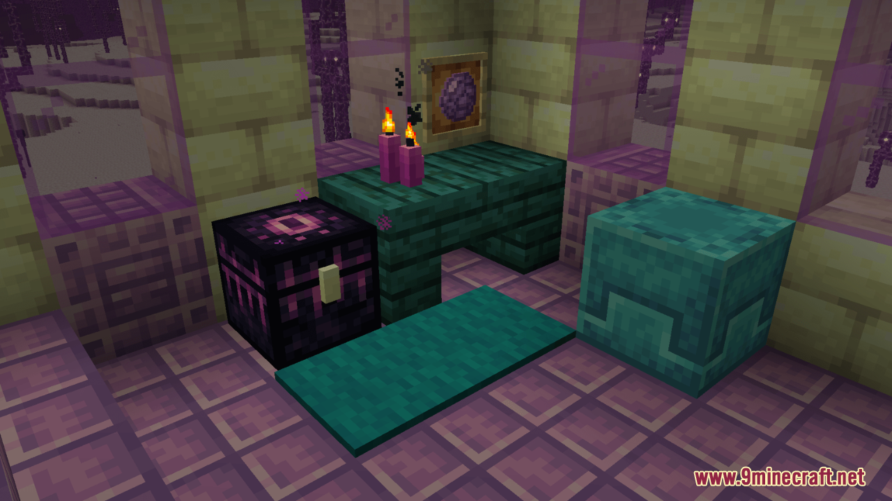 Fancy End | End Aesthetic Overhaul Resource Pack (1.21.11, 1.20.1) – Gives End Items Purple Colors 2 Fancy end texture pack showing redesigned purple ender chest block