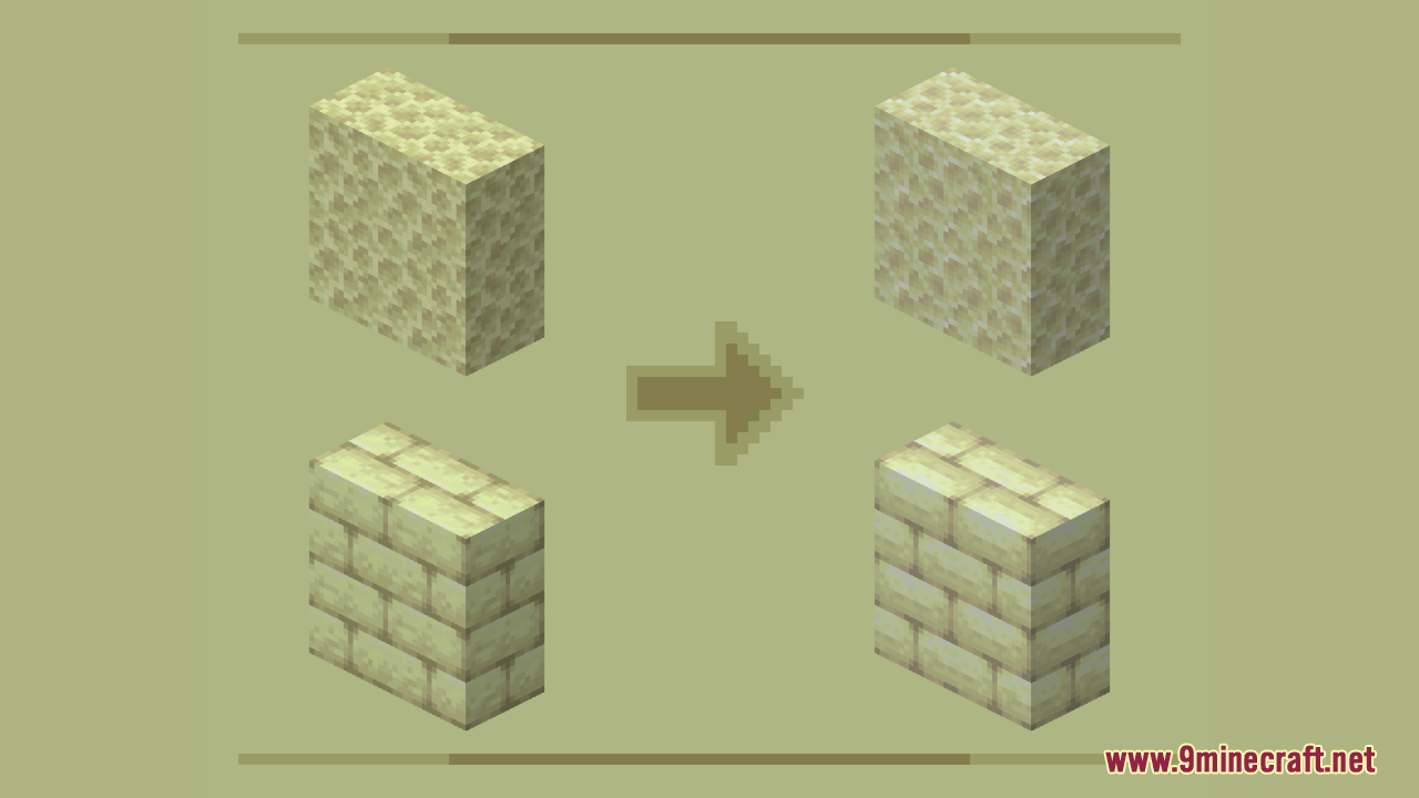 Fancy End | End Aesthetic Overhaul Resource Pack (1.21.11, 1.20.1) – Gives End Items Purple Colors 4 Texture pack comparison showing updated end stone and brick blocks
