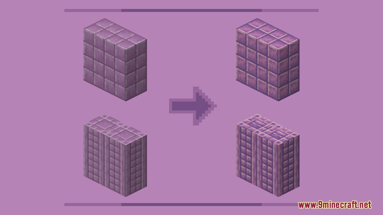 Fancy End | End Aesthetic Overhaul Resource Pack (1.21.11, 1.20.1) – Gives End Items Purple Colors 9 Updated textures for purpur blocks and pillars showing cleaner designs