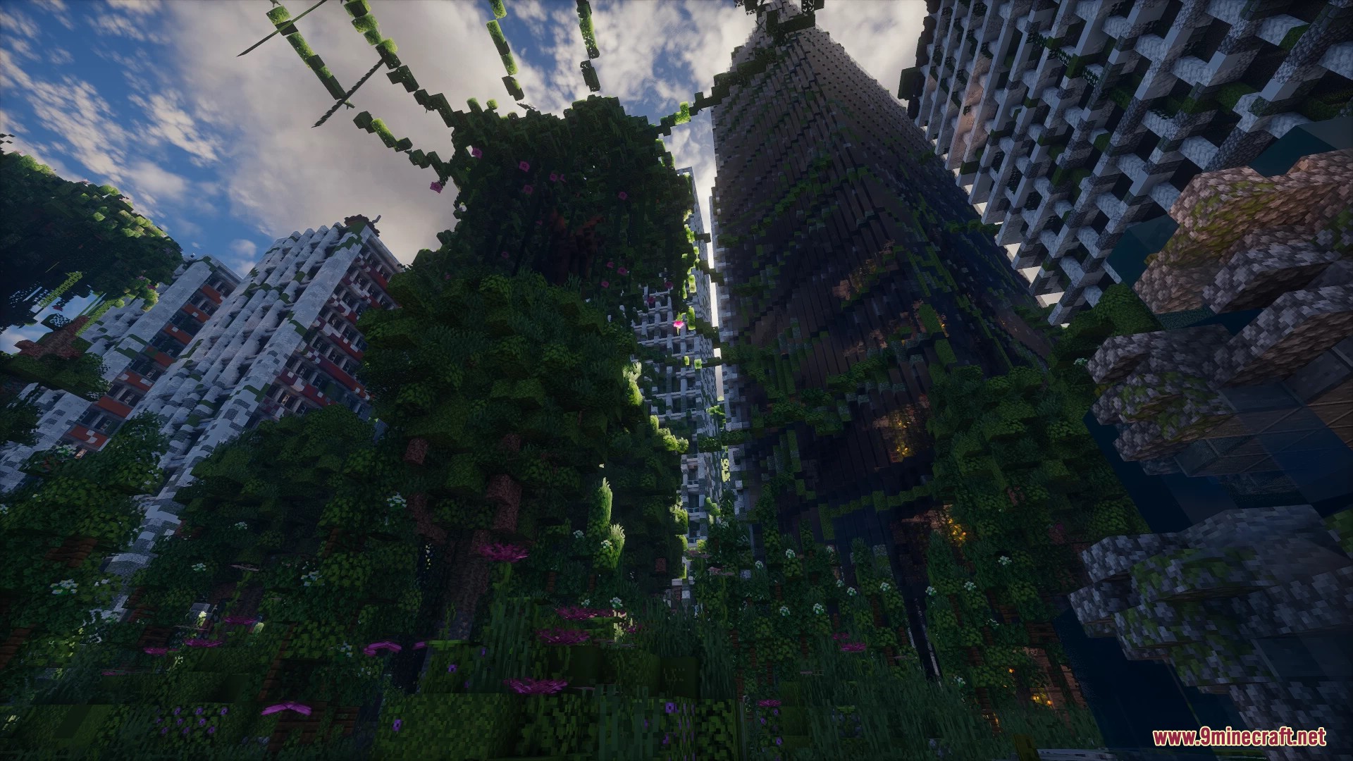 Mosslorn Abandoned Overgrown City With Lore Map (26.1.2, 1.20.1) – Overgrown Ruined City 10 Overgrown ruined city skyscrapers covered in thick green vines and leaves