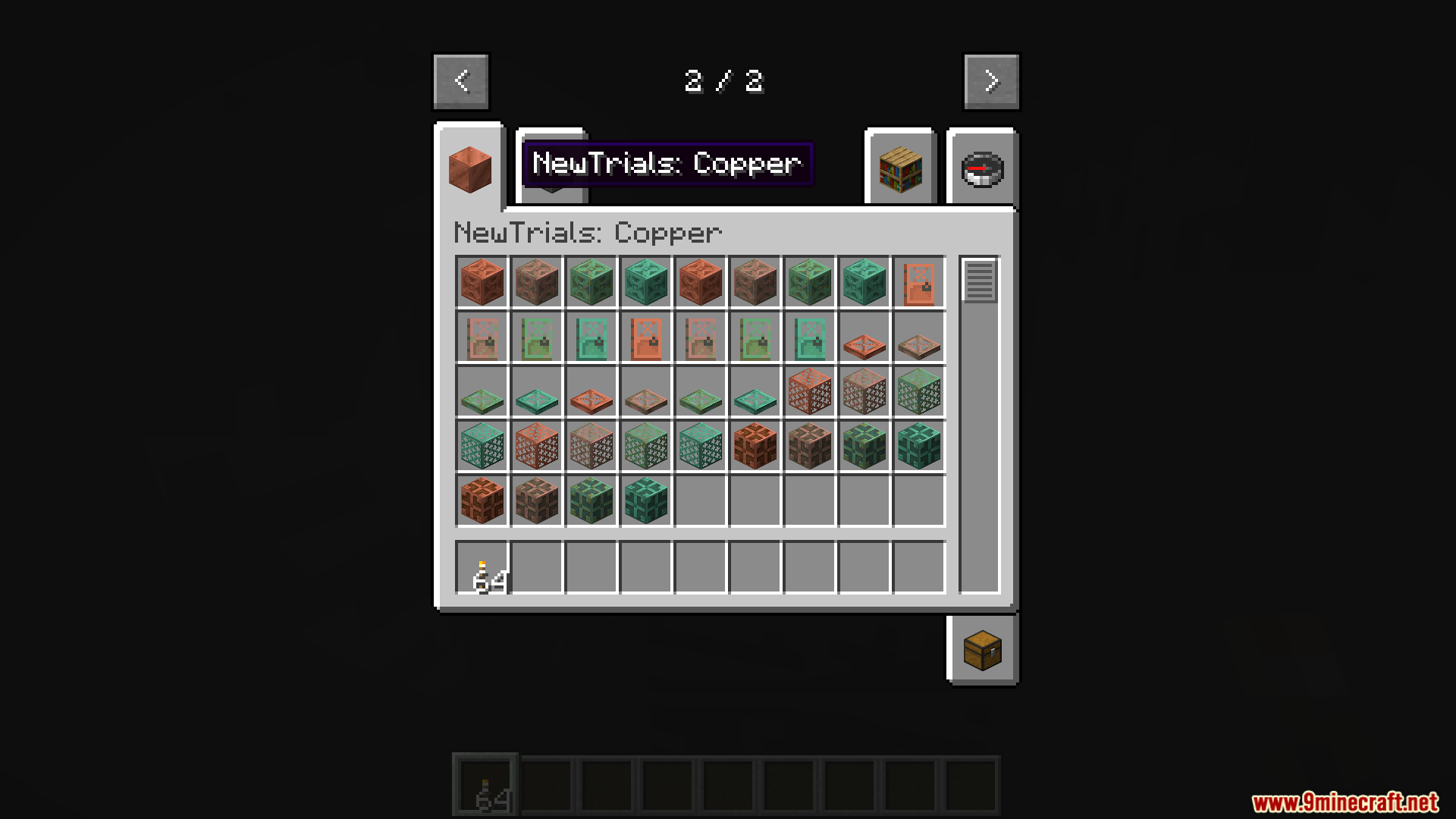 New Trials Mod (1.20.1) – Adds Trial Chambers And New Mobs 3 Inventory displaying various copper blocks added by the mod