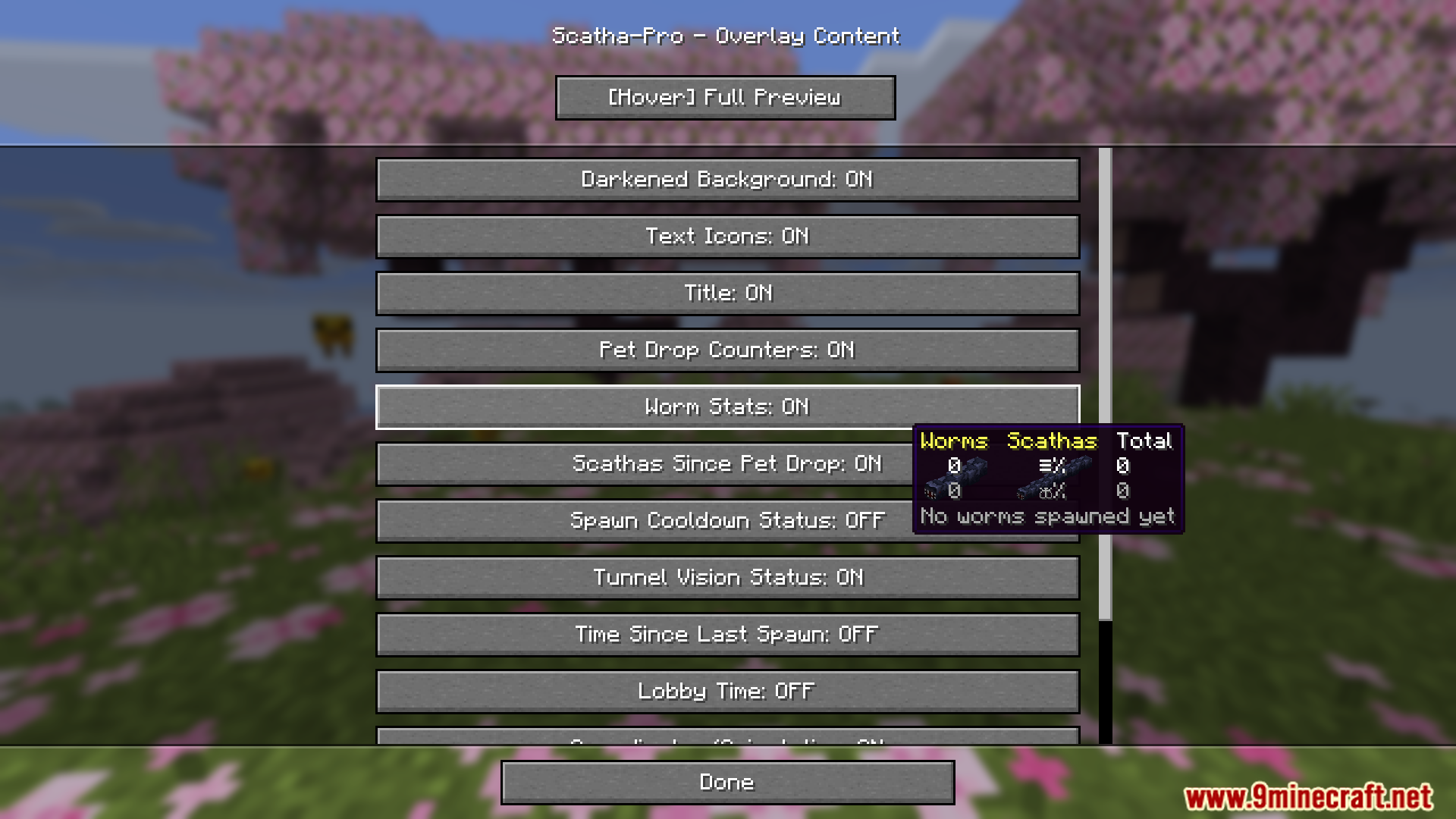 Overlay content settings showing pet drop counters option