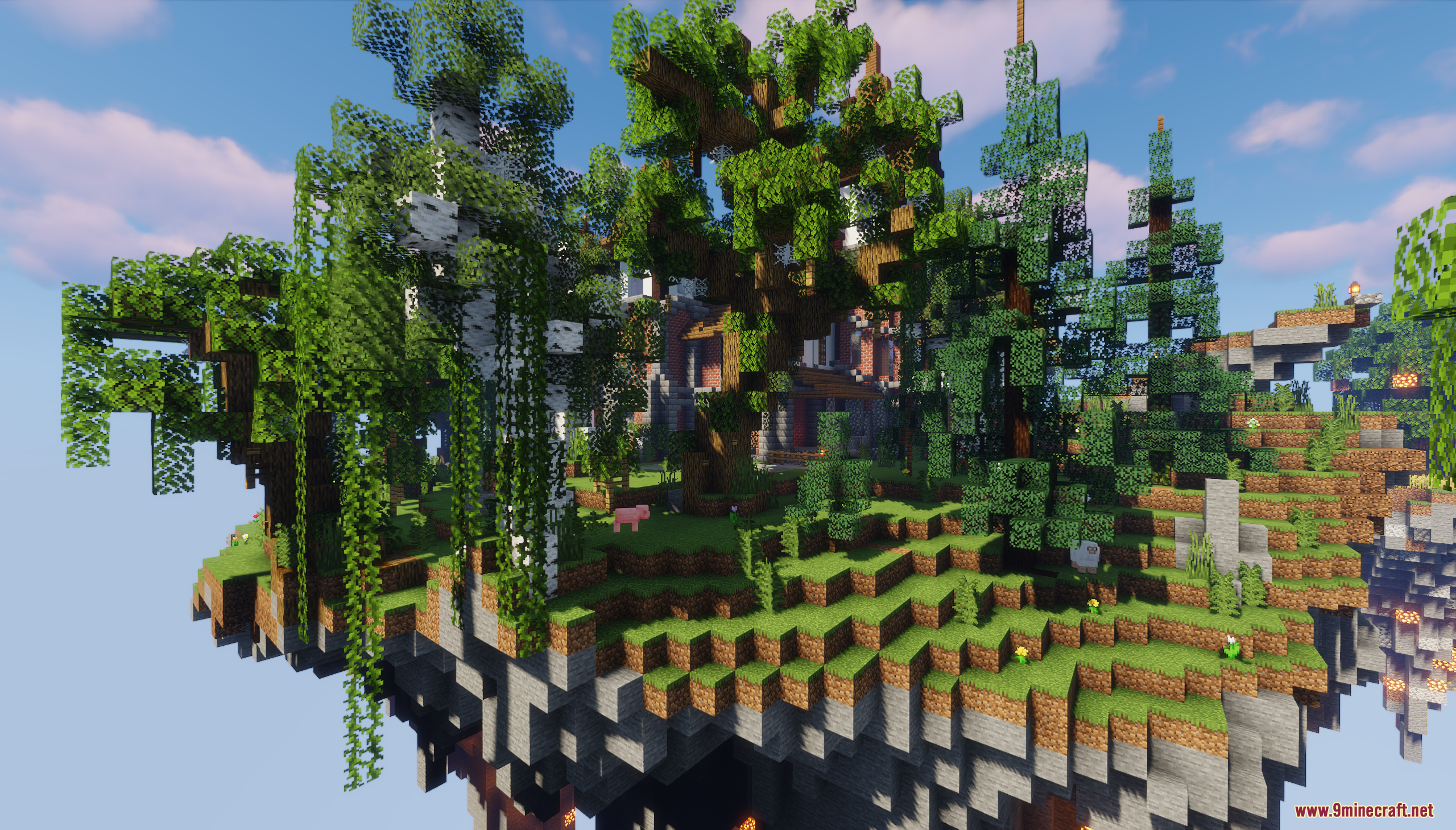 Sky Island Survival Map (26.1.2, 1.20.1) – Survive On Floating Sky Islands 6 Main island of sky island survival map with abandoned base