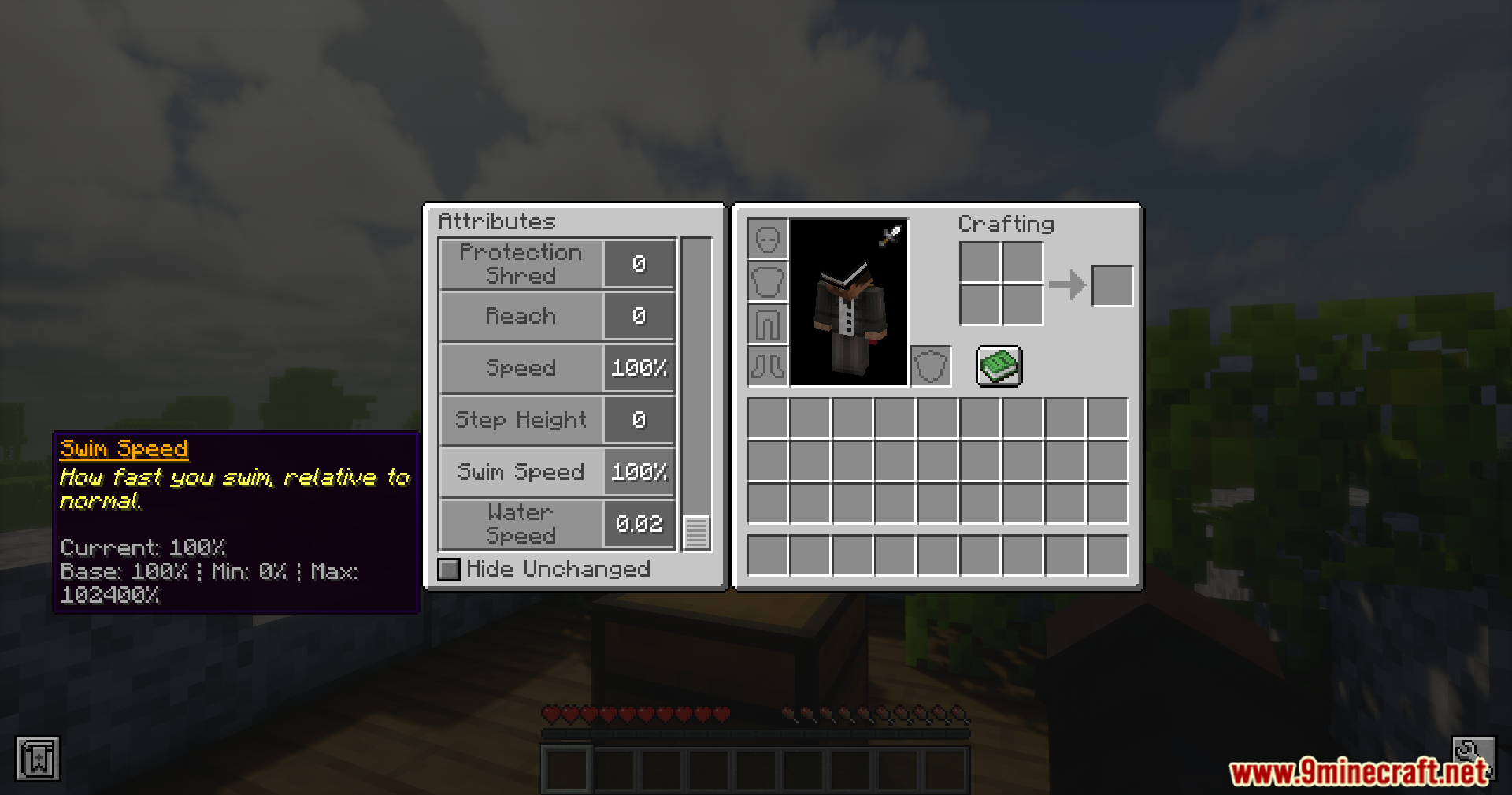 Vitality Fix Mod (1.20.1) – Fixes Bursting Vitality Potion Effect 13 Player viewing swim speed attribute in minecraft inventory menu