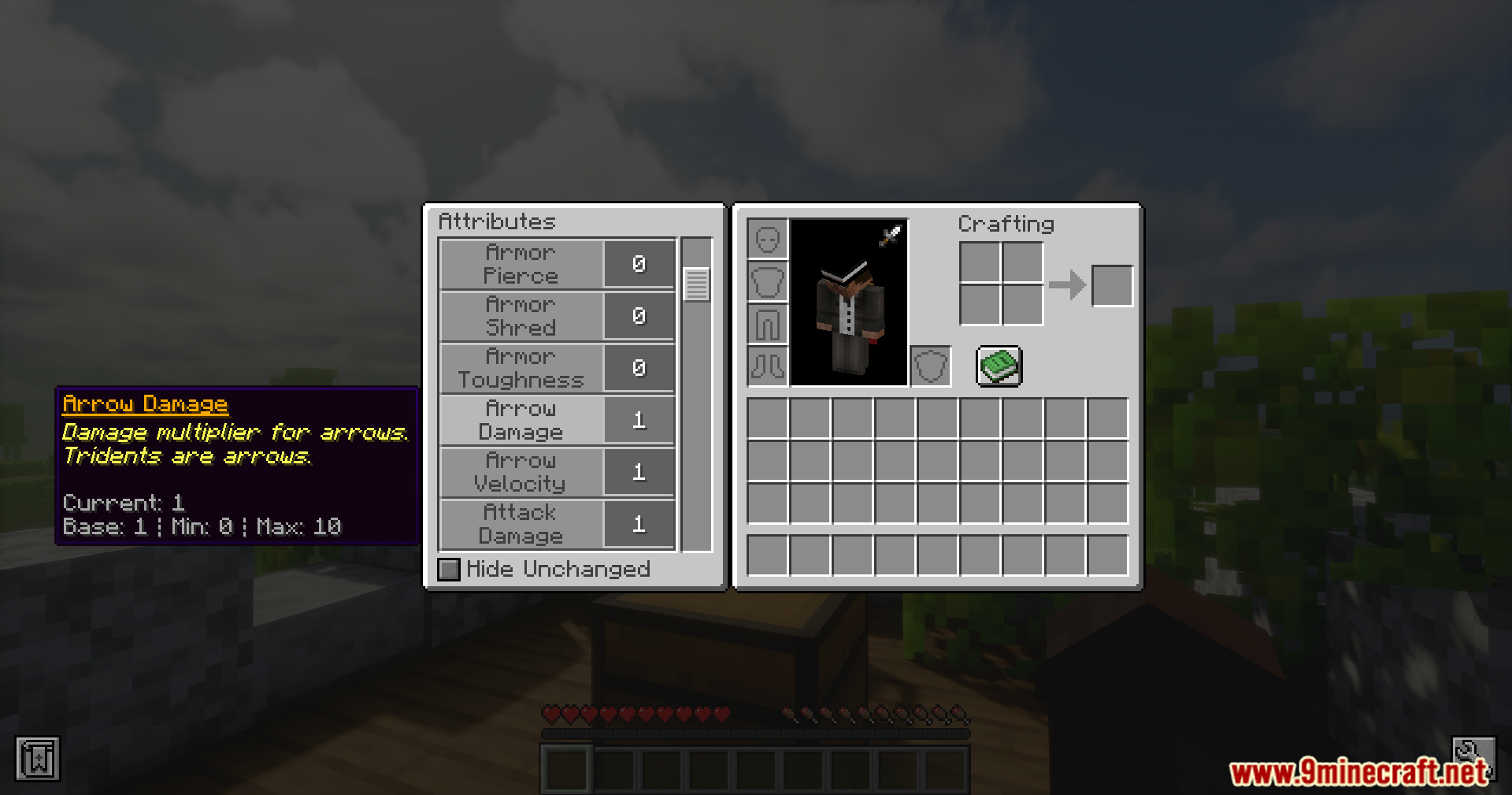 Vitality Fix Mod (1.20.1) – Fixes Bursting Vitality Potion Effect 4 Player inventory displaying arrow damage attribute details in minecraft