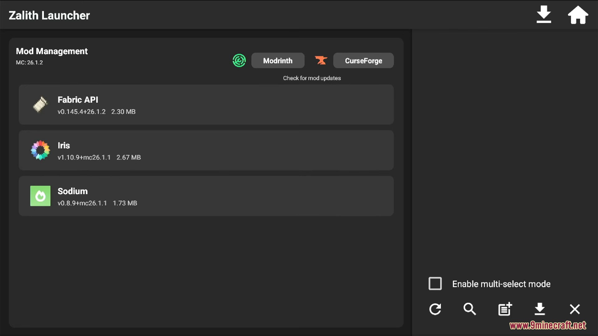 Zalith Reborn Launcher – Play Meteor Client On Mobile 4 Mod management screen in zalith launcher showing installed mods like fabric api