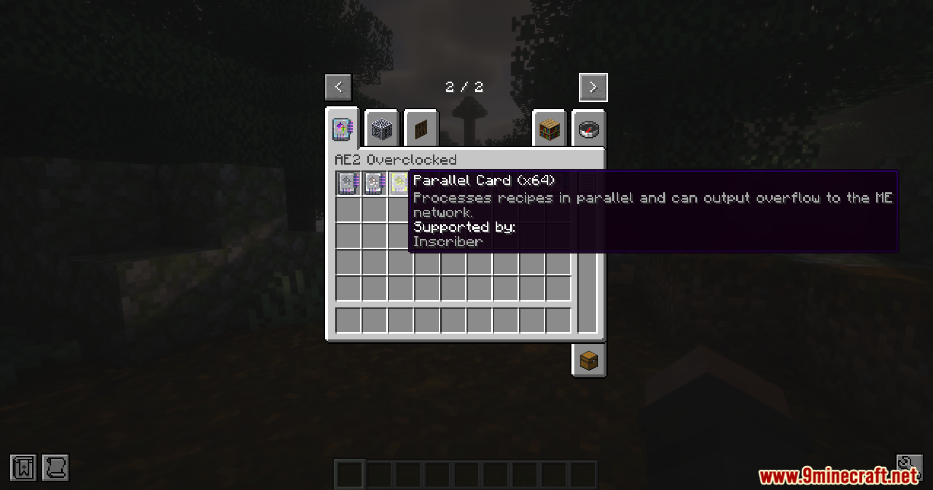 Ae2 Overclocked Mod (1.21.1, 1.20.1) – Process Items Instantly In Your Ae2 6 A player views the parallel card x64 item in the creative inventory