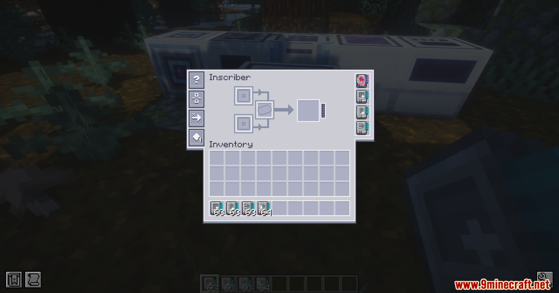 Ae2 Overclocked Mod (1.21.1, 1.20.1) – Process Items Instantly In Your Ae2 9 Player viewing the inscriber interface with multiple upgrade cards installed