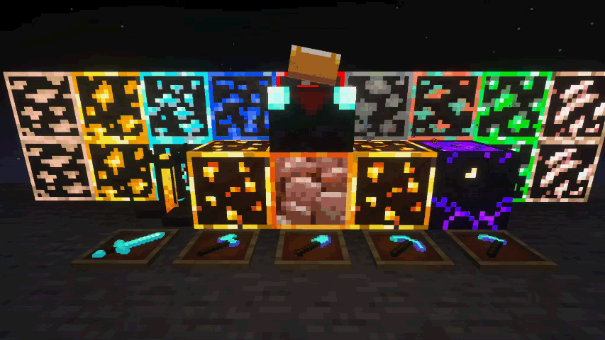 Animated Glowing Ores Texture Pack (26.X, 1.21) – Light Up Dark Caves To Find 8 Animated glowing ores texture pack screenshot 1