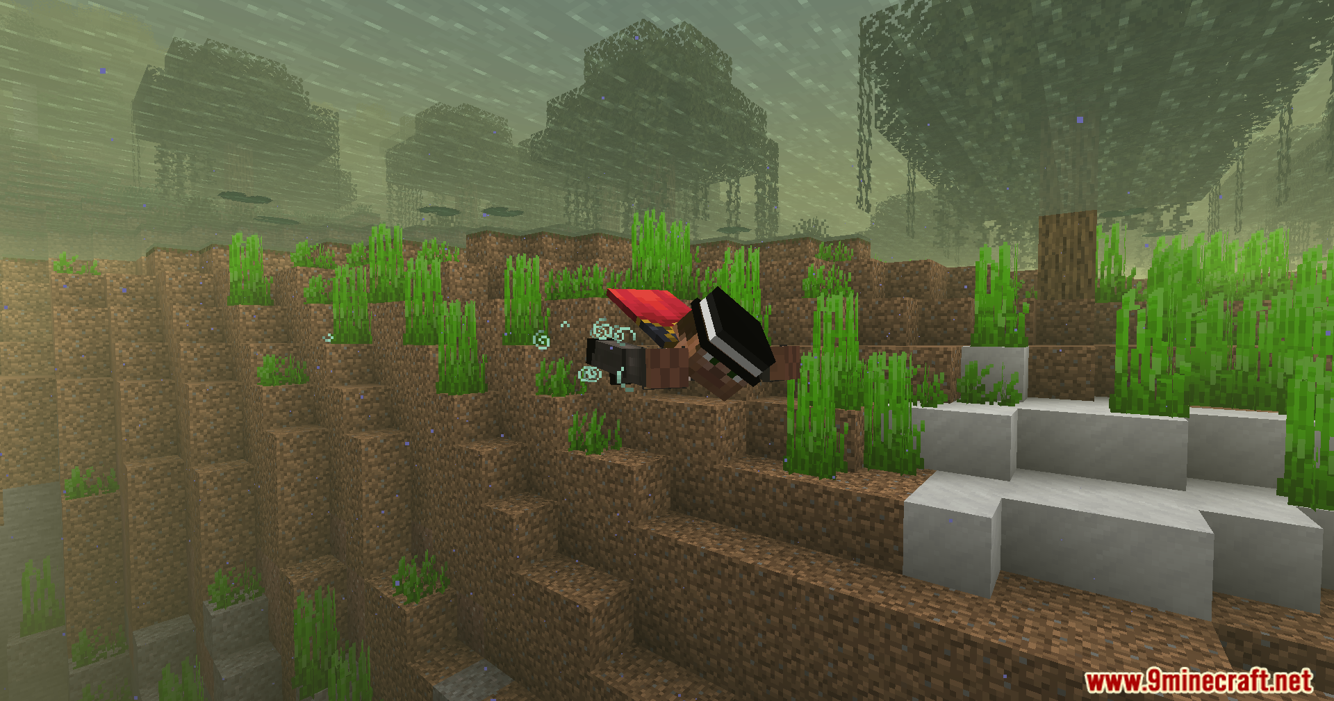 Beyond Oxygen Fix Mod (1.20.1) – Explore Normal Worlds Without Suffocating 13 Player exploring a murky underwater area with seagrass