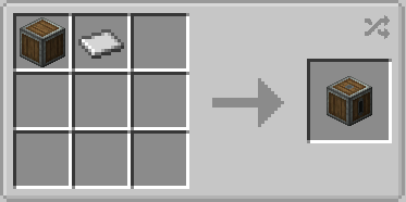 Crafting recipe for a shop block using a barrel