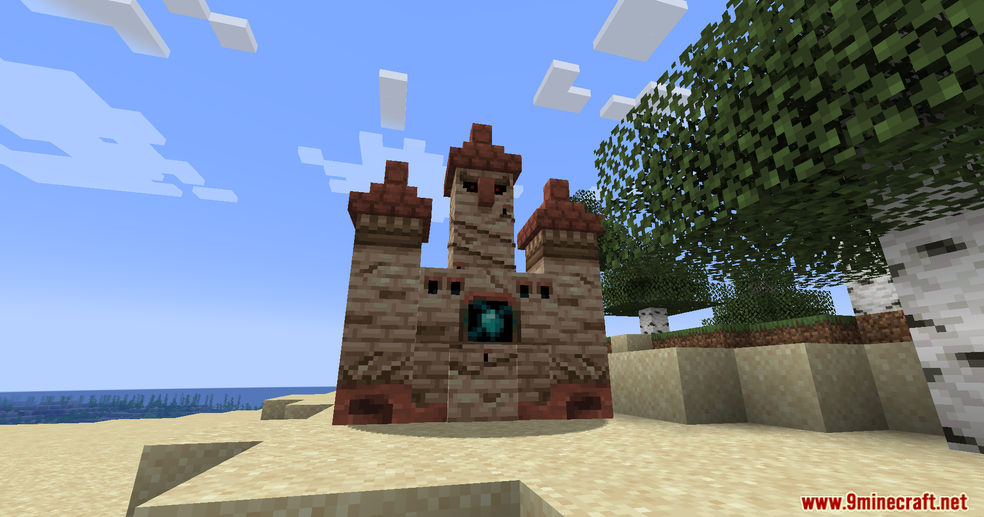 A tuff golem in its dormant castle-like form
