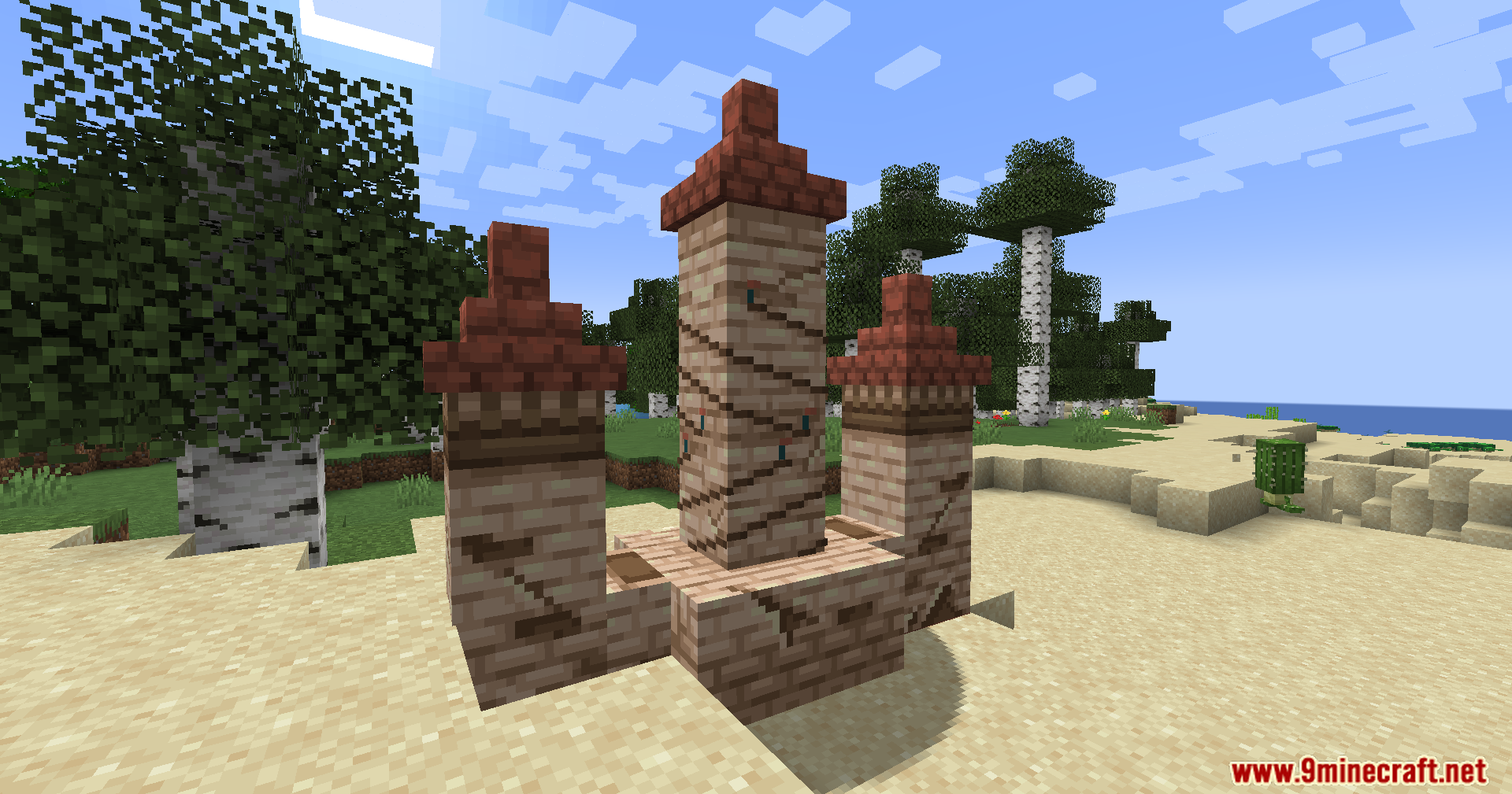 A small structure made of stone and copper blocks