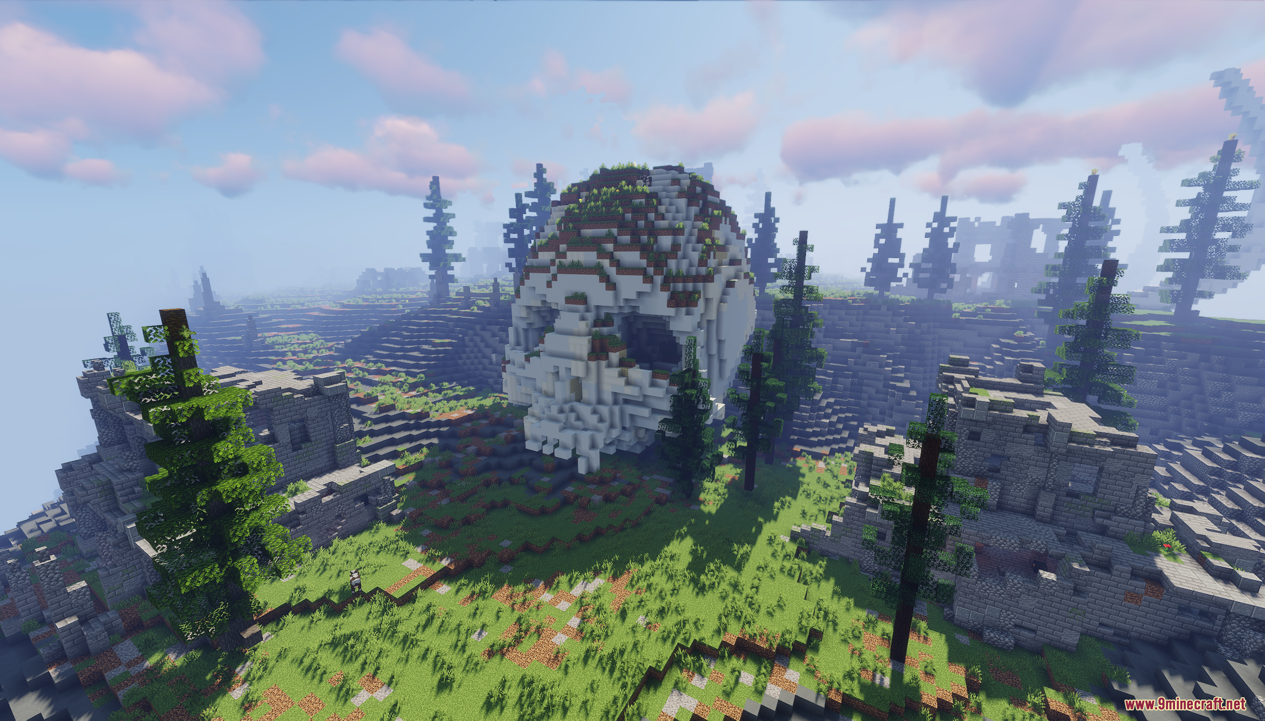 Dead Island Map (26.1.2, 1.20.1) – Colossal Fallen Beast 6 A giant white skull resting on a grassy hillside