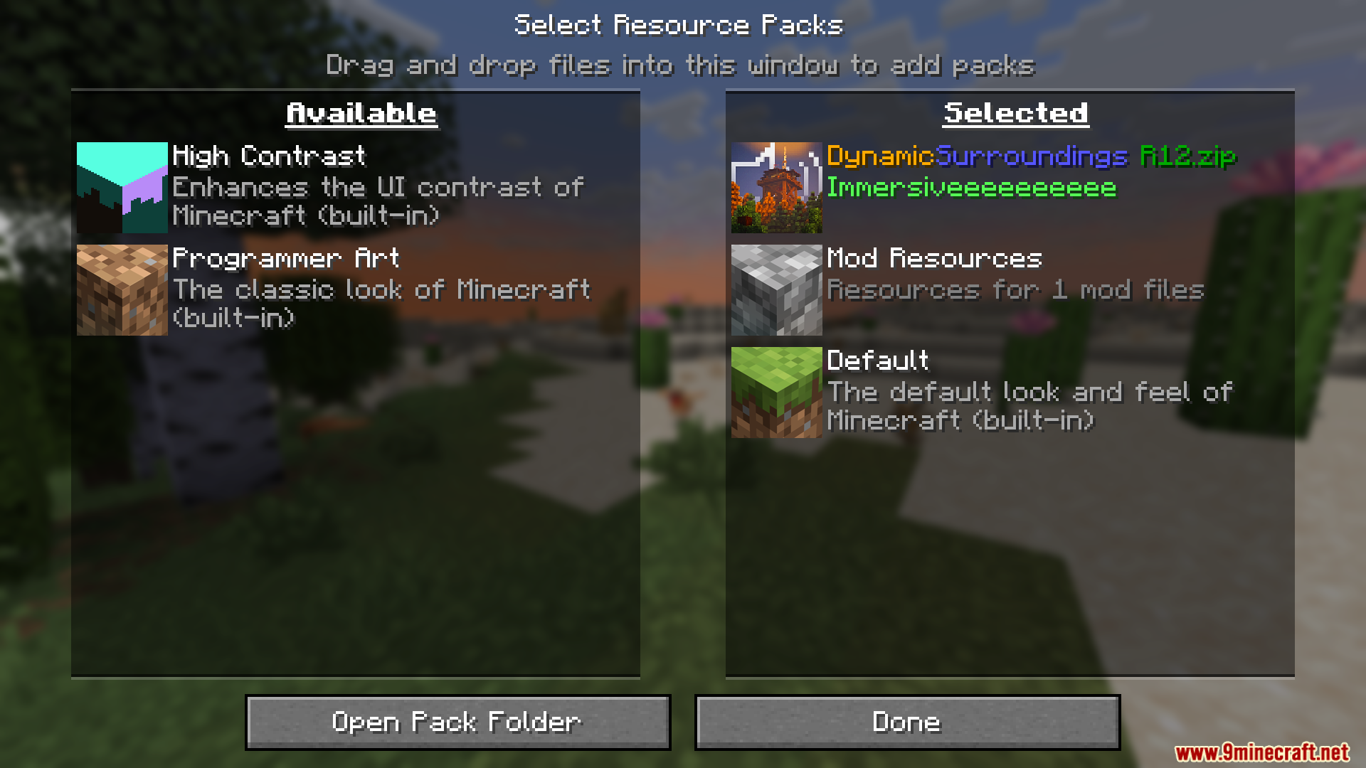 Dynamic Surroundings Resource Pack (26.1.2, 1.20.1) – Texture Pack 2 Dynamic surroundings resource pack screenshots 01
