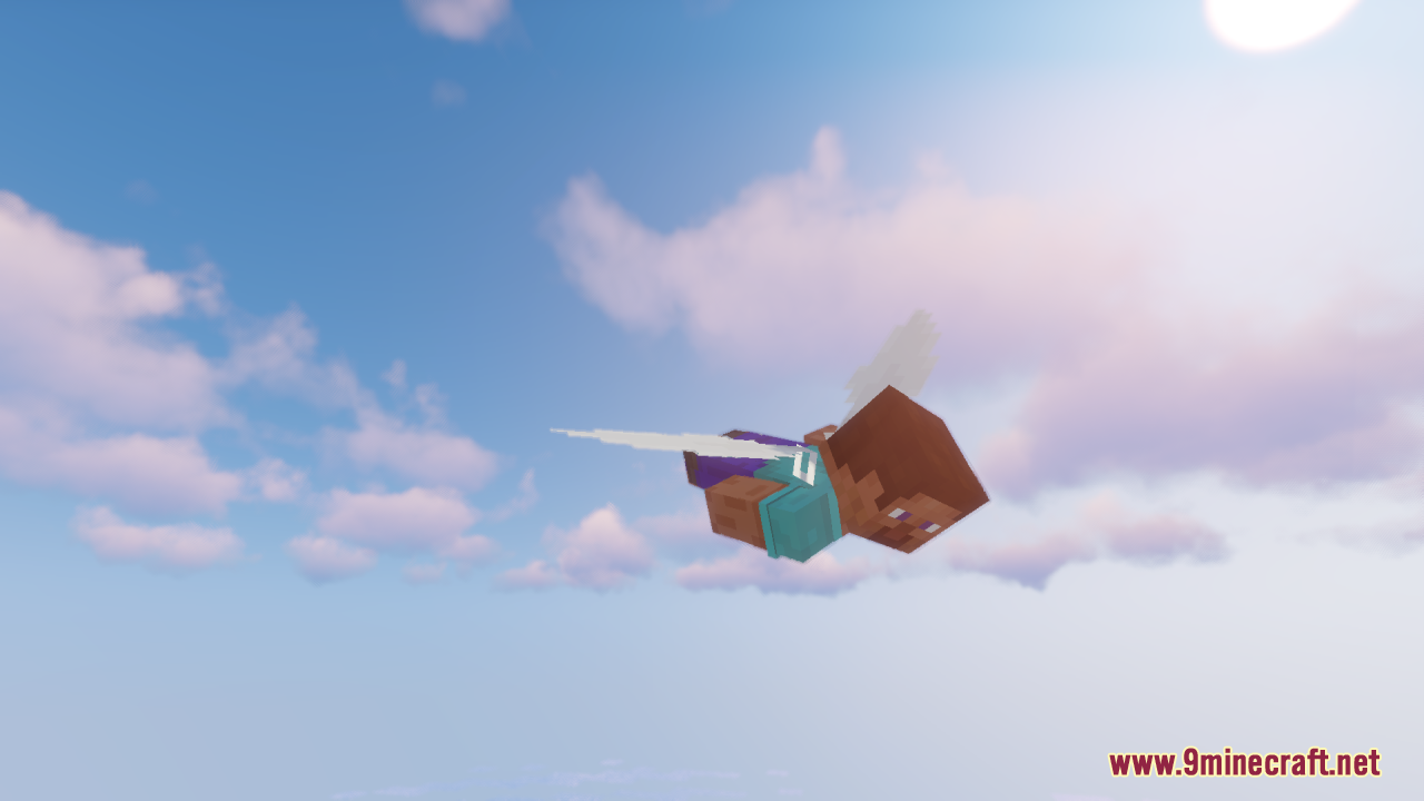 Elytra Fairy Wings Resource Pack (26.1.2, 1.20.1) – Magical Wings For Your 3 Close-up of a player flying with delicate white fairy wings
