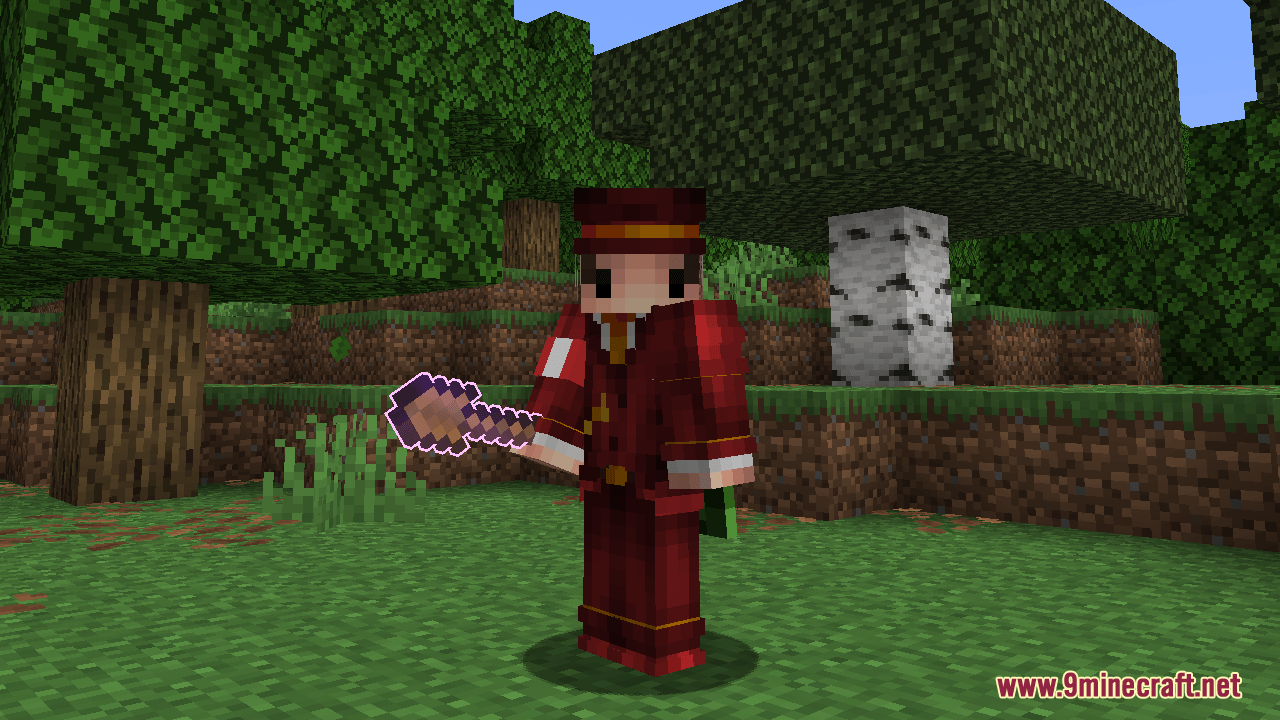 Enchantment Glows – Thin Outlines Resource Pack – Sleek Glowing Magic Outlines 10 Player holding an enchanted shovel with a purple glowing outline