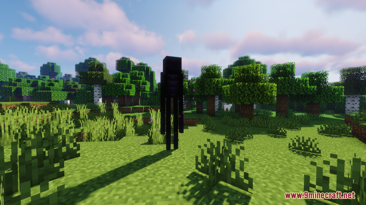 Enderman Enhanced Resource Pack (1.21.11, 1.20.1) – A Cleaner Look For Vanilla 2 A tall black enderman standing in a grassy forest biome during daytime