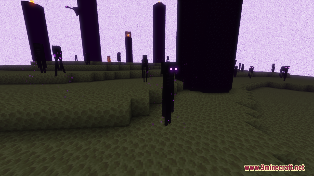 Enderman Enhanced Resource Pack (1.21.11, 1.20.1) – A Cleaner Look For Vanilla 4 Enhanced enderman with glowing purple eyes standing in the end dimension